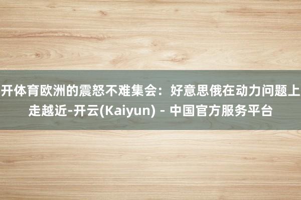 云开体育欧洲的震怒不难集会：好意思俄在动力问题上越走越近-开云(Kaiyun) - 中国官方服务平台